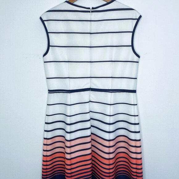 No tag - Geometric, Sleeveless, White/Navy/Pink, Midi, Dress - Size 10 - Picture 2 of 6